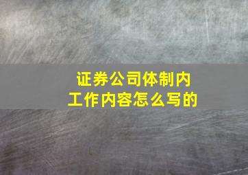 证券公司体制内工作内容怎么写的