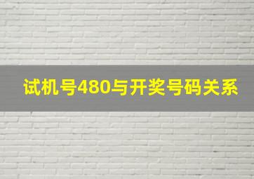 试机号480与开奖号码关系