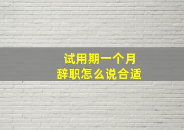 试用期一个月辞职怎么说合适