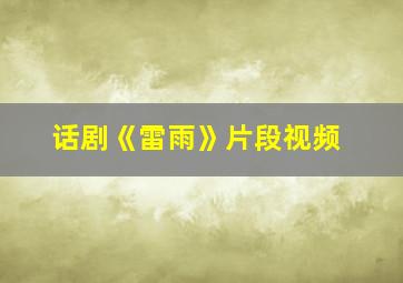 话剧《雷雨》片段视频