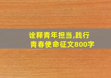 诠释青年担当,践行青春使命征文800字