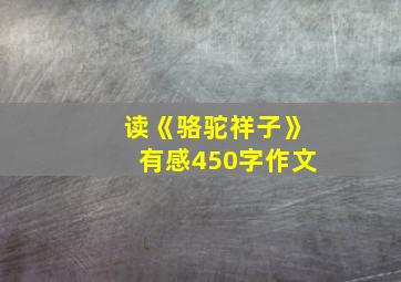 读《骆驼祥子》有感450字作文