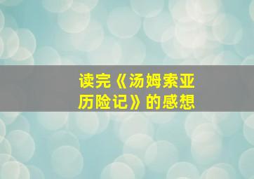 读完《汤姆索亚历险记》的感想