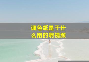 调色纸是干什么用的呢视频