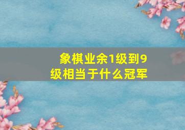 象棋业余1级到9级相当于什么冠军