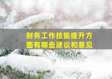 财务工作技能提升方面有哪些建议和意见