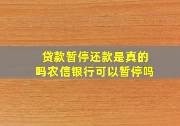 贷款暂停还款是真的吗农信银行可以暂停吗