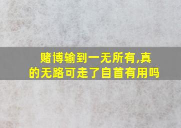 赌博输到一无所有,真的无路可走了自首有用吗