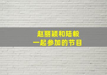 赵丽颖和陆毅一起参加的节目