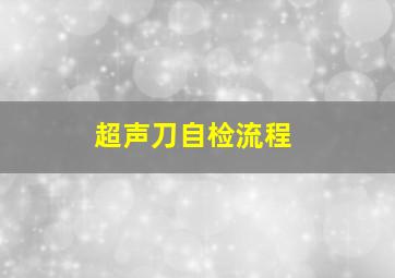 超声刀自检流程