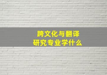 跨文化与翻译研究专业学什么