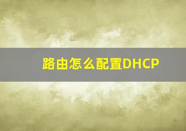 路由怎么配置DHCP