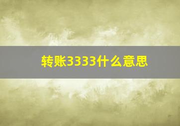 转账3333什么意思