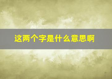 这两个字是什么意思啊