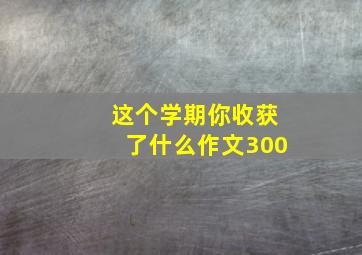 这个学期你收获了什么作文300