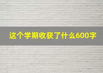 这个学期收获了什么600字