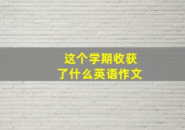 这个学期收获了什么英语作文