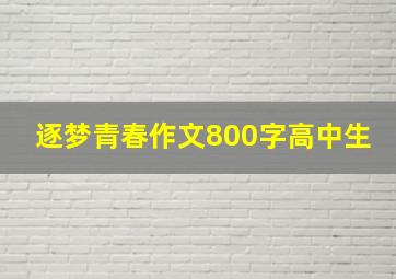 逐梦青春作文800字高中生