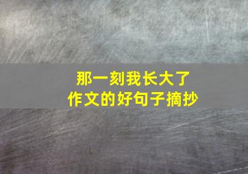 那一刻我长大了作文的好句子摘抄