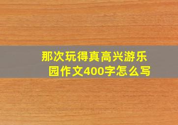 那次玩得真高兴游乐园作文400字怎么写