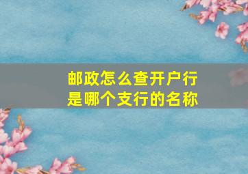 邮政怎么查开户行是哪个支行的名称