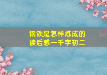 钢铁是怎样炼成的读后感一千字初二