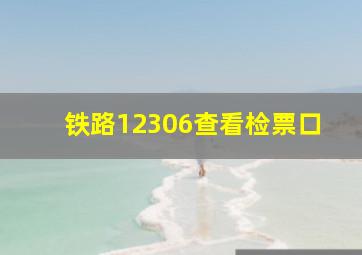 铁路12306查看检票口