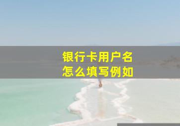 银行卡用户名怎么填写例如