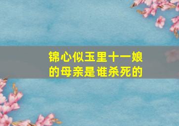 锦心似玉里十一娘的母亲是谁杀死的