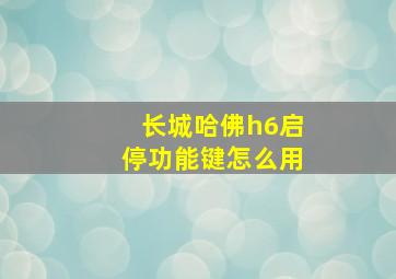 长城哈佛h6启停功能键怎么用