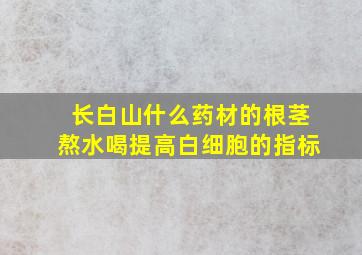 长白山什么药材的根茎熬水喝提高白细胞的指标