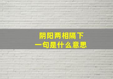 阴阳两相隔下一句是什么意思