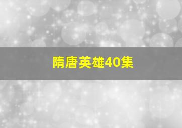 隋唐英雄40集