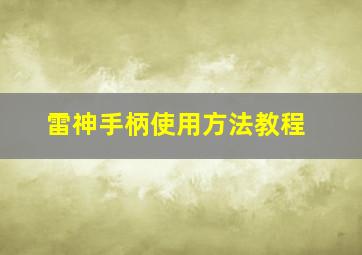 雷神手柄使用方法教程