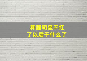 韩国明星不红了以后干什么了