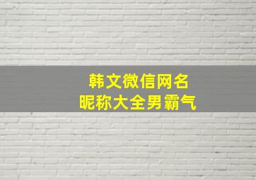 韩文微信网名昵称大全男霸气