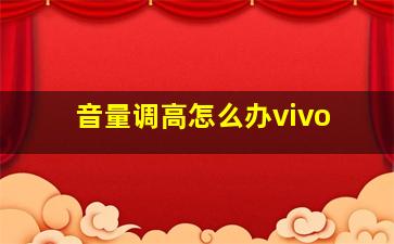 音量调高怎么办vivo