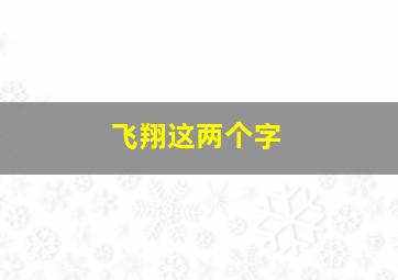 飞翔这两个字