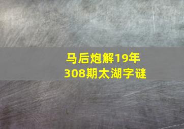 马后炮解19年308期太湖字谜