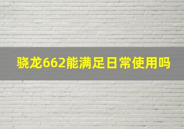 骁龙662能满足日常使用吗