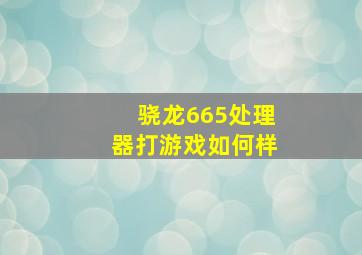 骁龙665处理器打游戏如何样