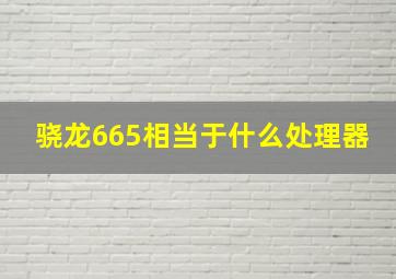 骁龙665相当于什么处理器