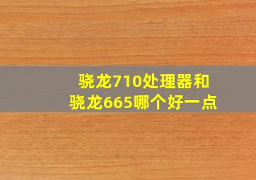 骁龙710处理器和骁龙665哪个好一点