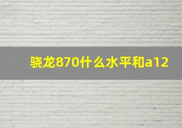 骁龙870什么水平和a12