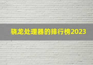 骁龙处理器的排行榜2023