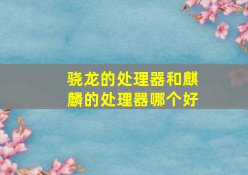 骁龙的处理器和麒麟的处理器哪个好