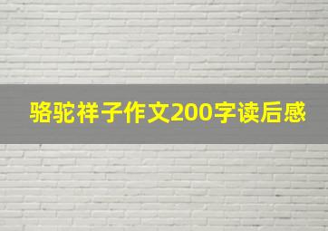 骆驼祥子作文200字读后感