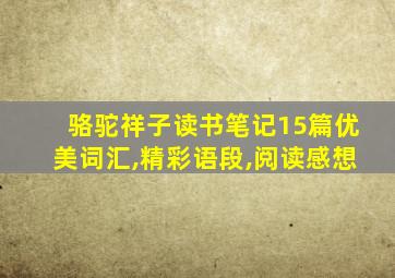 骆驼祥子读书笔记15篇优美词汇,精彩语段,阅读感想