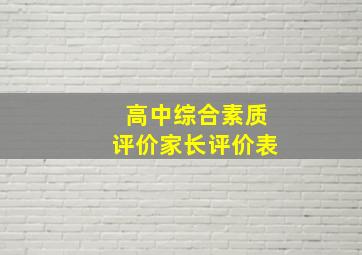 高中综合素质评价家长评价表