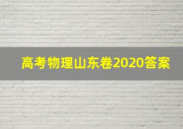 高考物理山东卷2020答案